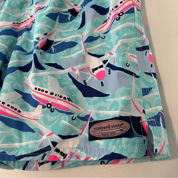 Vineyard Vines Boys Chappy Airplane Print Swim Trunks With Stretch in Jake Blue - Picture 9 of 12